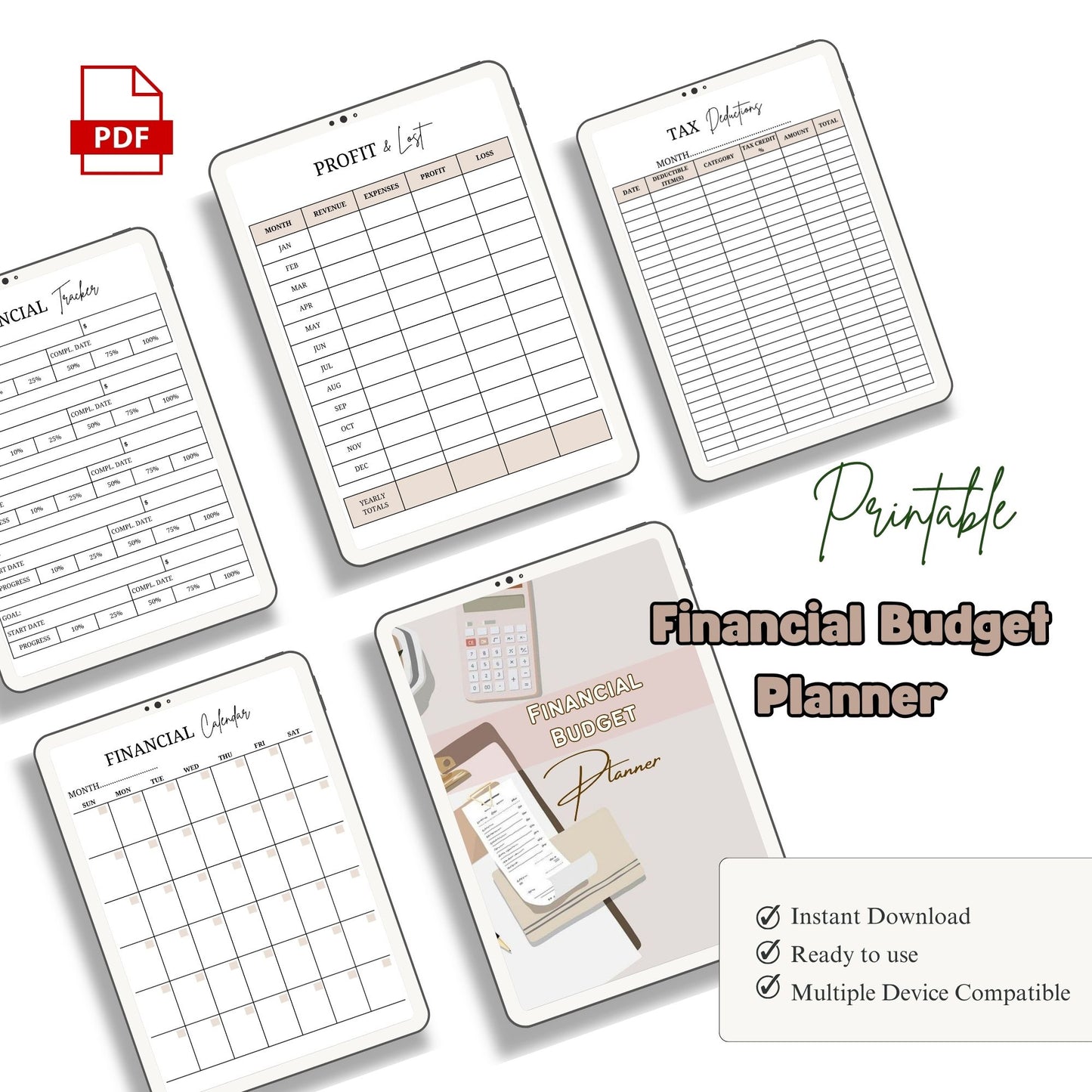 Financial Budget Planner Printable | Money Management Planner | Expense and Savings Tracker | Personal Finance Organizer PDF