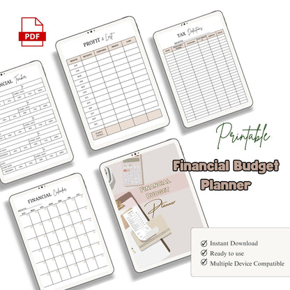 Financial Budget Planner Printable | Money Management Planner | Expense and Savings Tracker | Personal Finance Organizer PDF