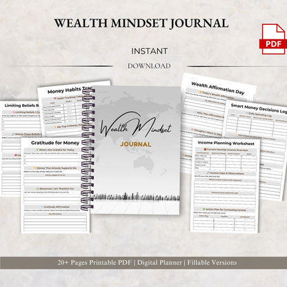Wealth Mindset Journal Printable | Abundance Thinking, Money Growth & Success Planner