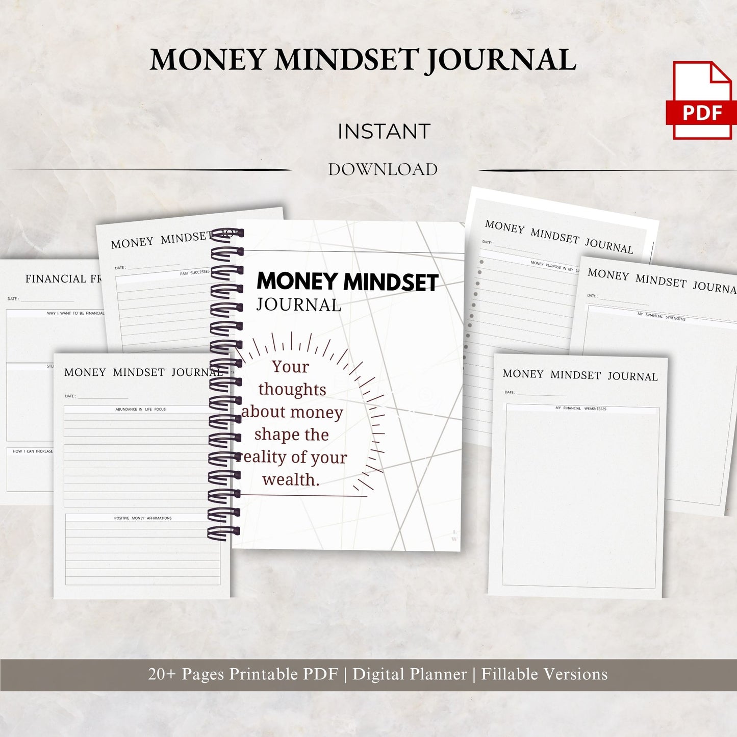 Money Mindset Journal Printable | Financial Growth, Abundance & Wealth Thinking Workbook