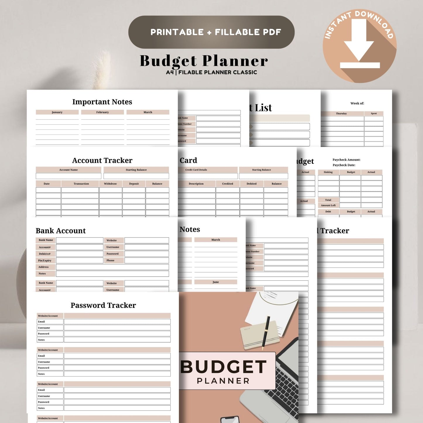 Budget Planner Printable | Monthly Budget Tracker | Personal Finance Planner | Expense Tracker PDF | Money Management Planner