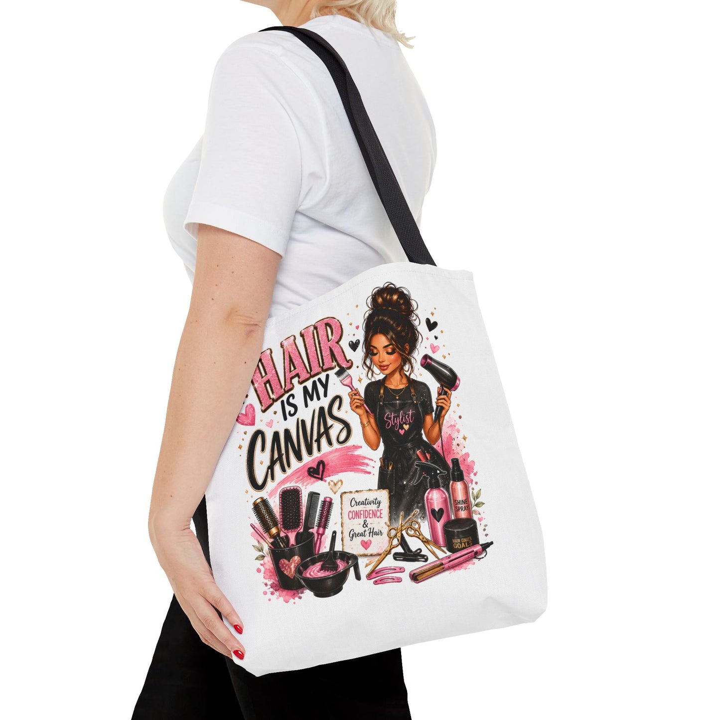 Hair Is My Canvas Tote Bag — Stylist Makeup Artist Cosmetic Accessories Tote