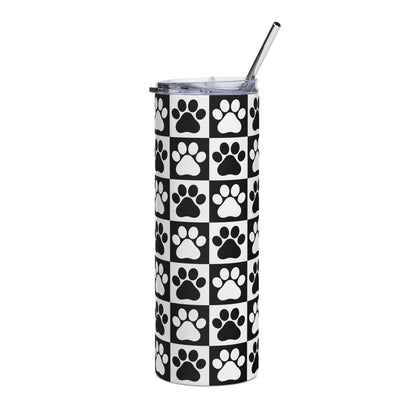 Paw Print Checkered 20oz Stainless Tumbler