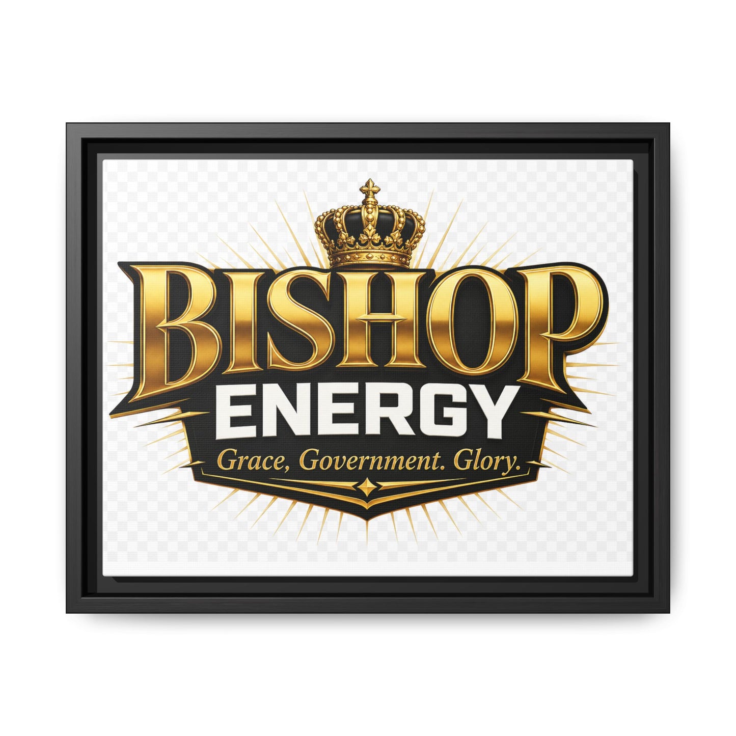 Framed Canvas Art - "Bishop Energy" Gold Crown Logo (Matte)