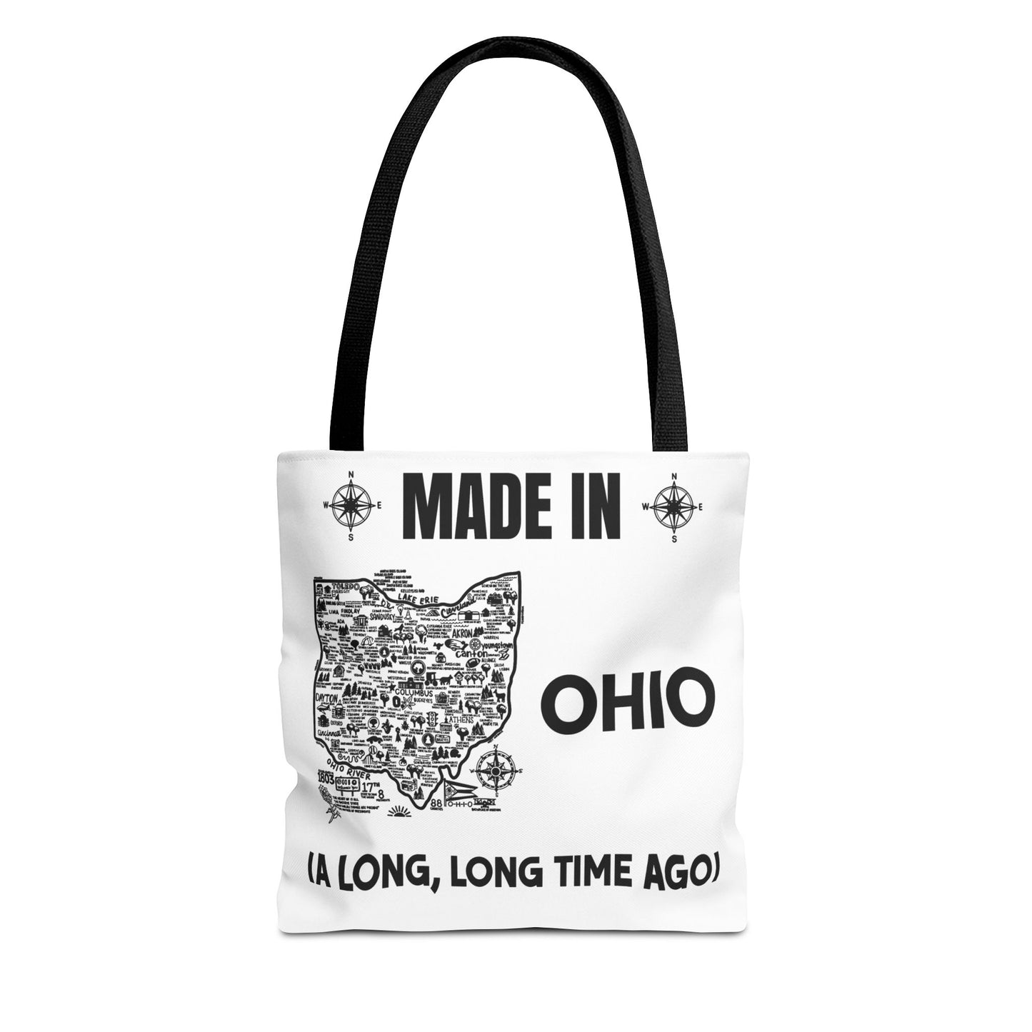 Made in Ohio Tote Bag — Vintage Map Design "A Long, Long Time Ago"