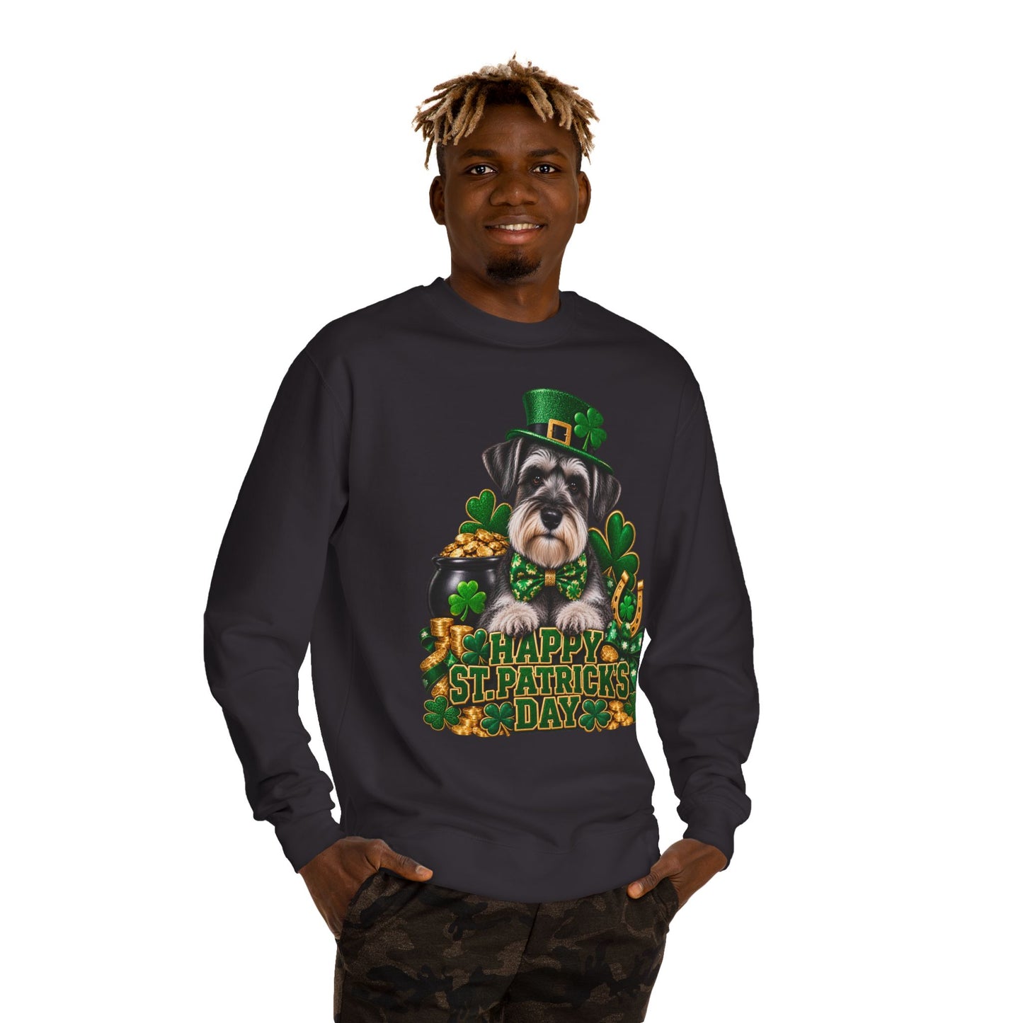 St. Patrick’s Day Schnauzer Sweatshirt — Happy St. Patrick’s Day Graphic