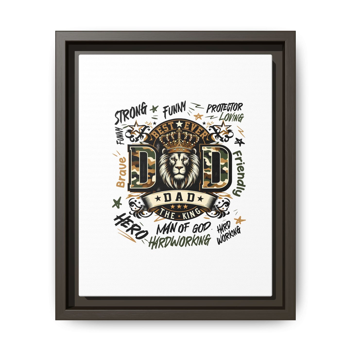 Framed Matte Canvas 'Best Ever DAD' Wall Art – Lion King Design, Father’s Day Gift