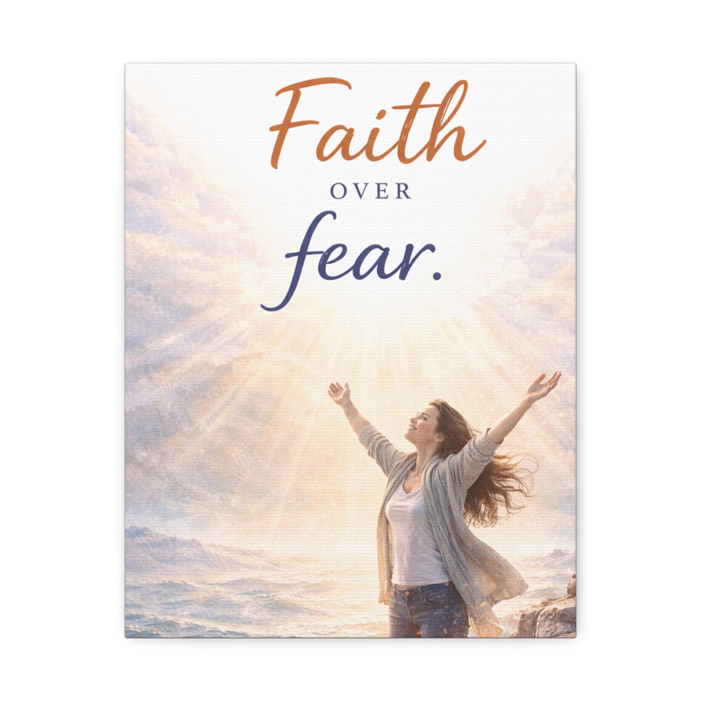 Faith Over Fear Stretched Canvas – Inspirational Christian Wall Art