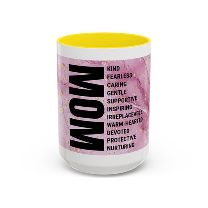 Mom Definition Accent Coffee Mug – Inspirational Pink Marble Mother’s Day Gift (11/15oz)