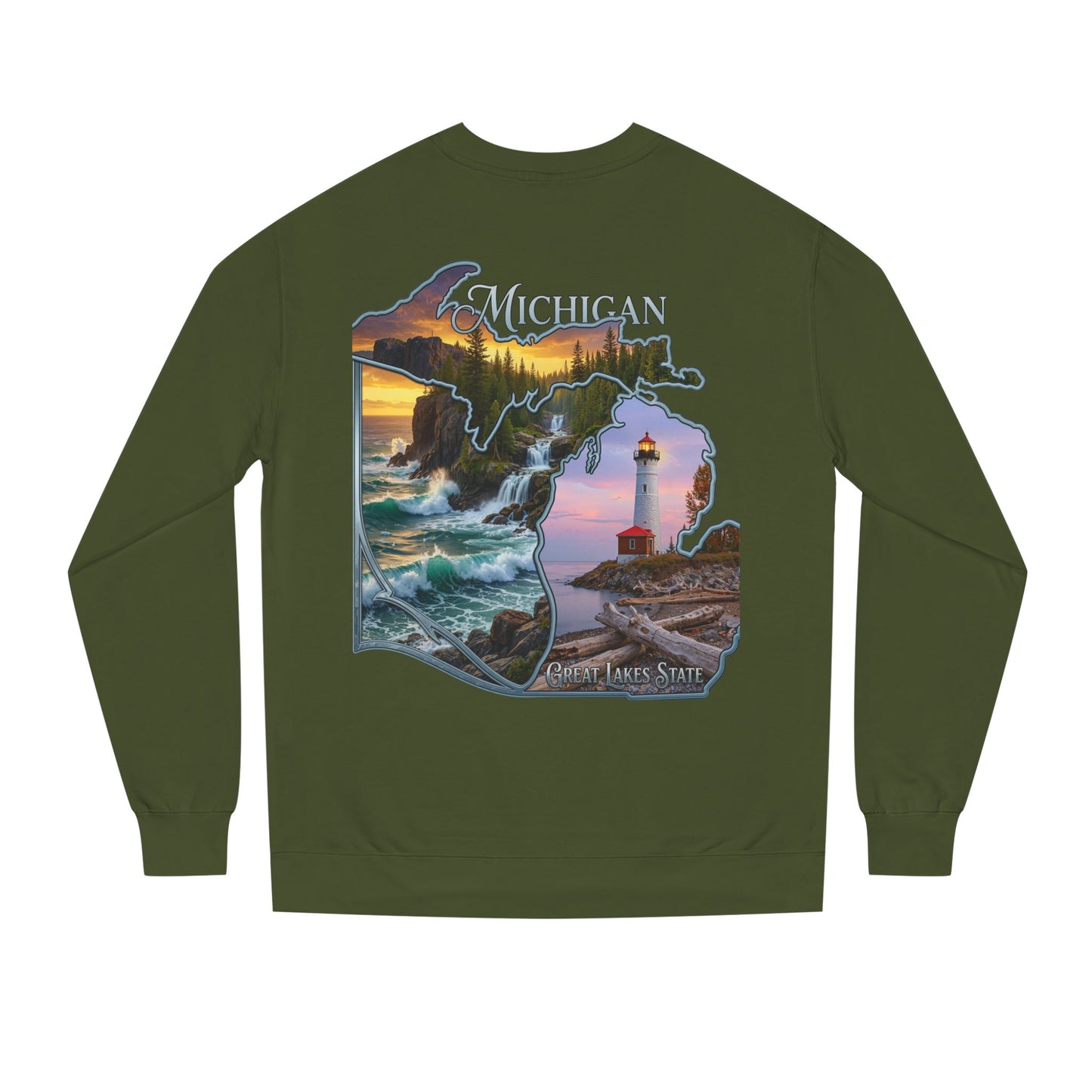 Michigan Lakes State Sweatshirt — Lighthouse & Great Lakes Scenic Pullover