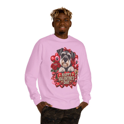 Valentine's Day Dog Sweatshirt — Cute Schnauzer "Happy Valentine's Day" Crewneck