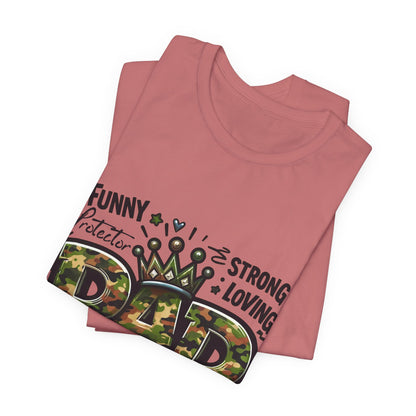 Dad Camo Crown T‑Shirt — 'DAD' Military Camo Design with Loving Words (Father's Day Gift)