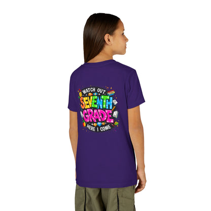 Seventh Grade Kids T-Shirt – “Watch Out Seventh Grade Here I Come” Back-to-School Tee