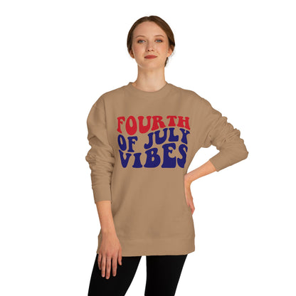 Fourth of July Vibes Sweatshirt — Patriotic Red & Blue Holiday Crewneck