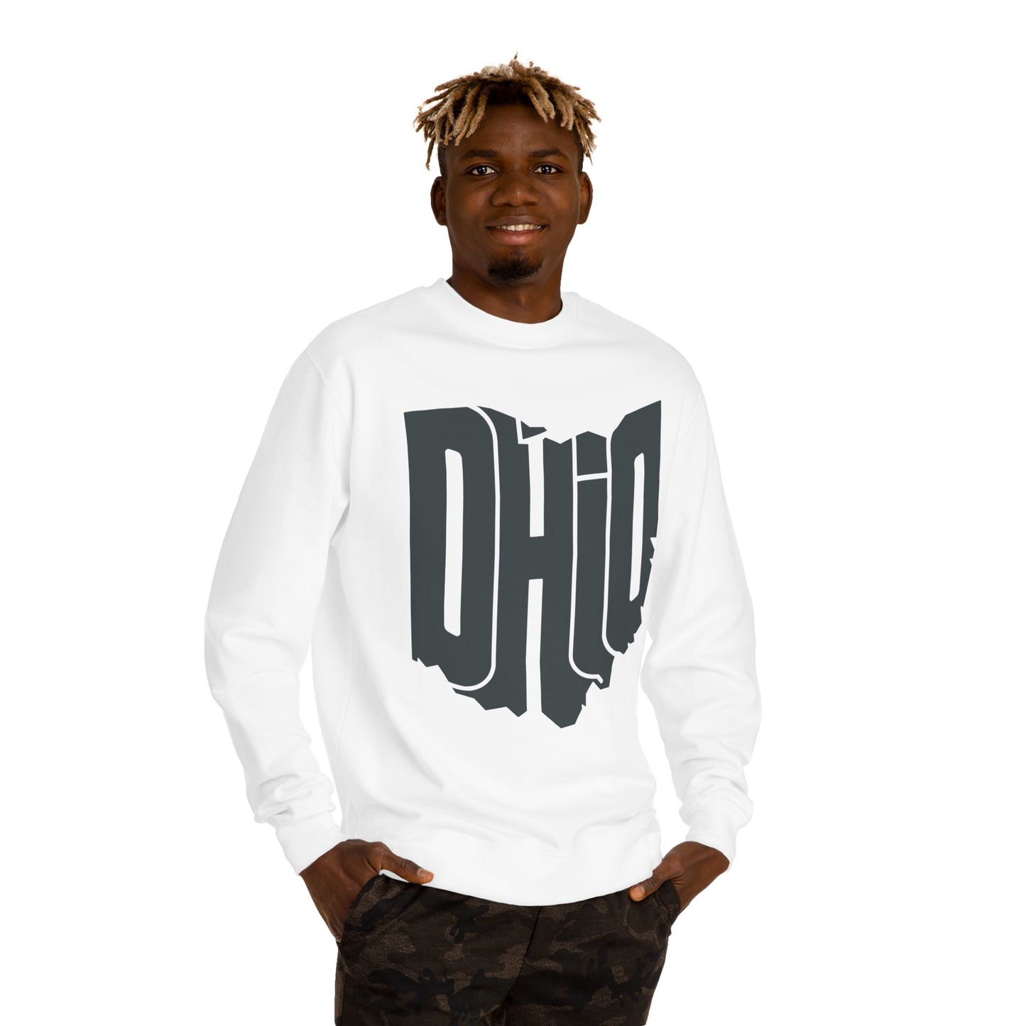 Ohio State Outline Crewneck Sweatshirt — Bold 'OHIO' Map Graphic
