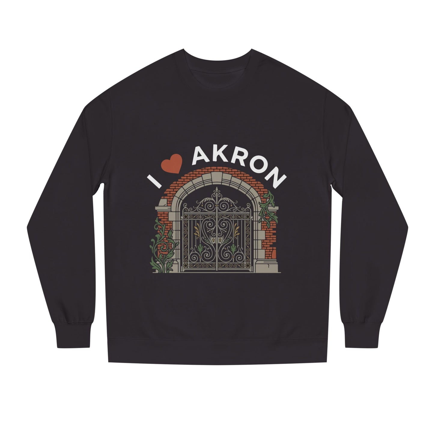 I  Akron Crewneck Sweatshirt — Vintage Gate Illustration, City Pride Pullover