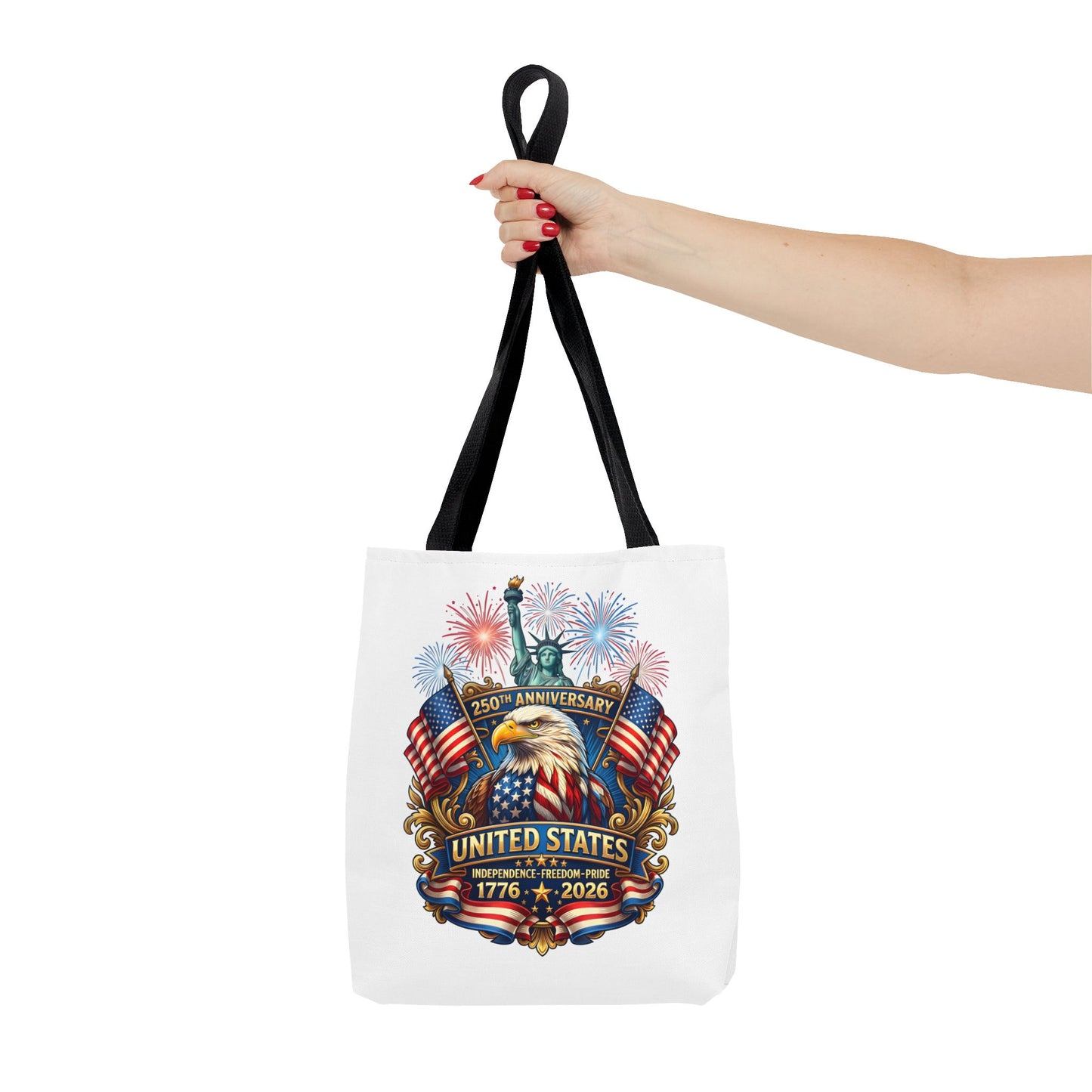 United States 250th Anniversary Tote Bag — Patriotic Eagle & Fireworks 1776–2026