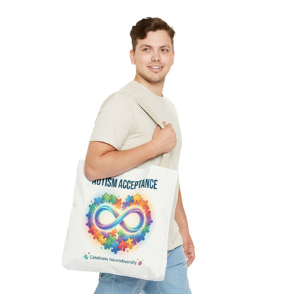 Autism Acceptance Tote Bag — Rainbow Neurodiversity Infinity Puzzle Design