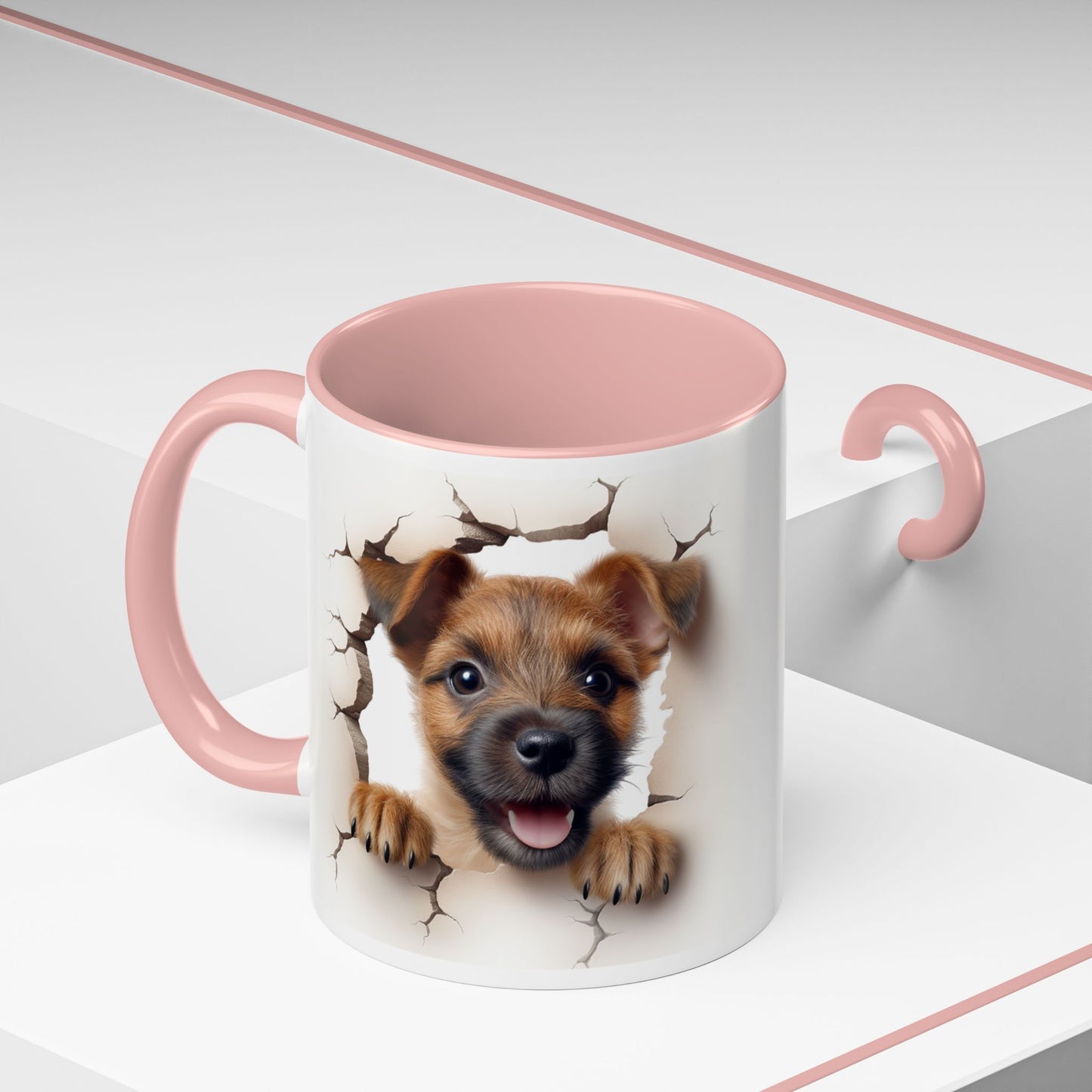 Puppy Peeking Accent Coffee Mug – Cute Dog Lover 11/15oz