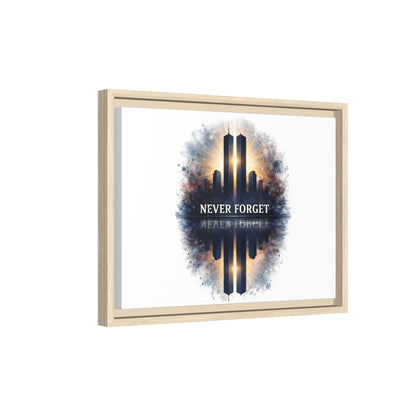 Never Forget Twin Towers Framed Canvas Print