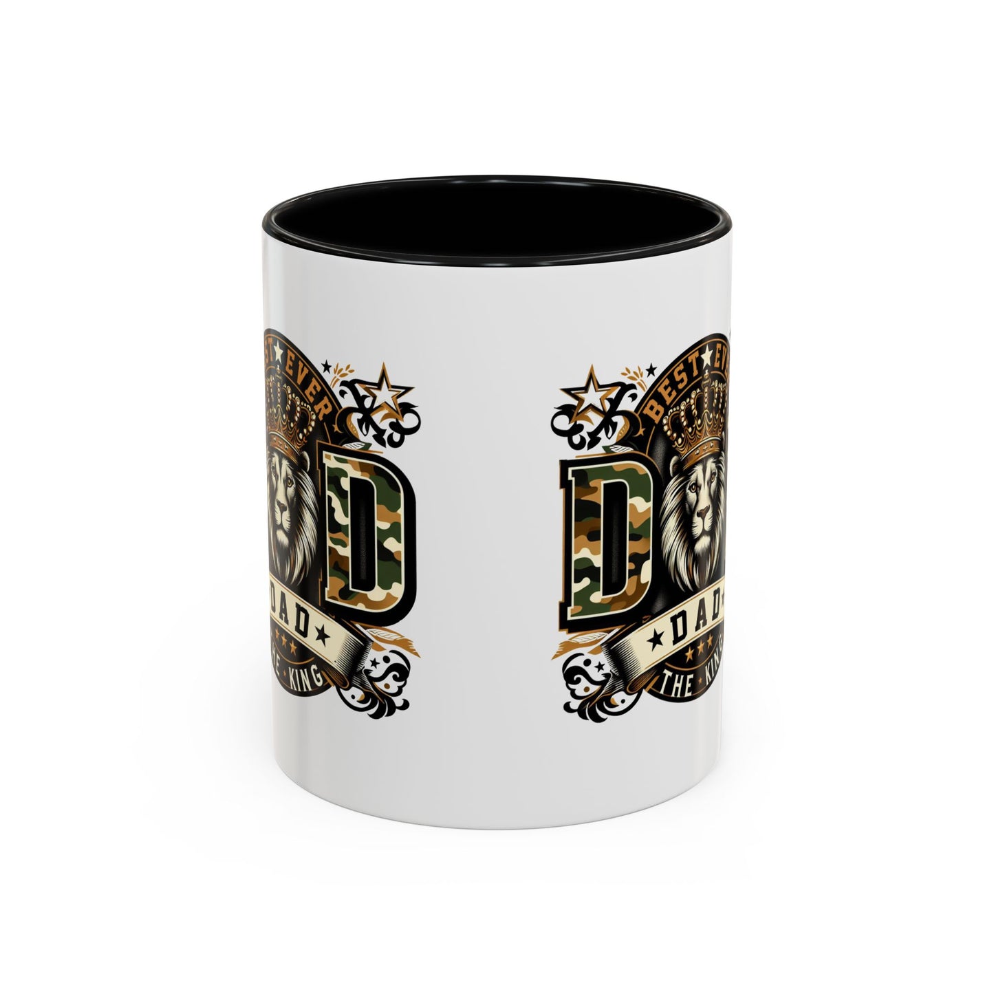 Dad Coffee Mug — "Best Ever Dad" Lion Crest Accent Mug (11/15oz)