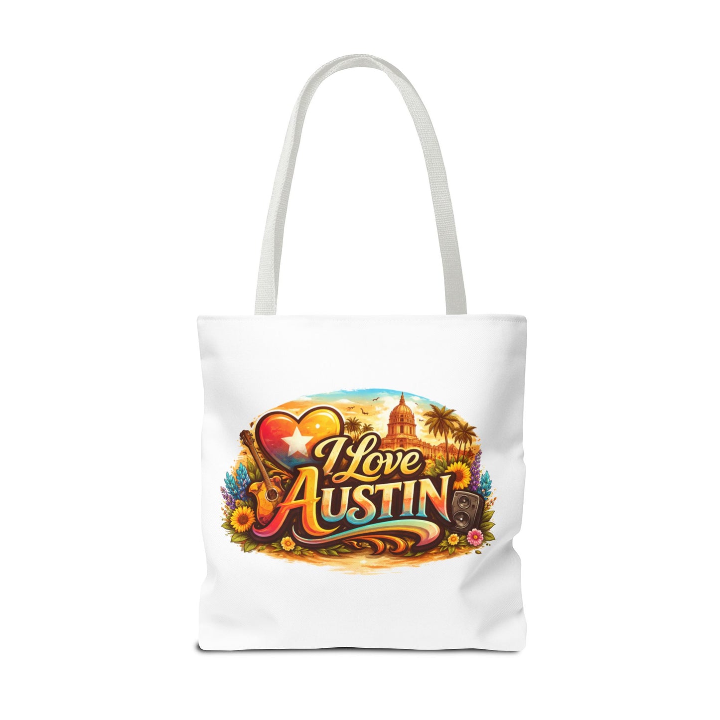 I Love Austin Tote Bag — Retro Cityscape Cotton Shopper