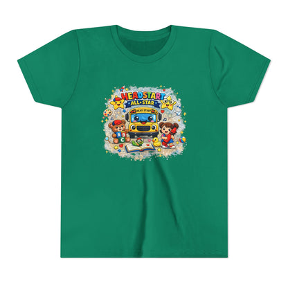 Youth Tee — "Headstart All-Star" Cute School Bus & Characters Back-to-School Shirt