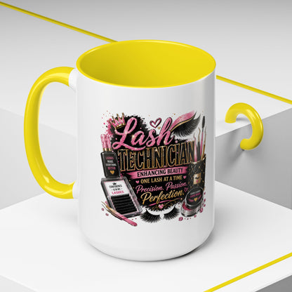 Lash Technician Coffee Mug – 'Enhancing Beauty One Lash at a Time' Accent Mug