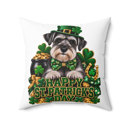 St. Patrick's Schnauzer Pillow — Happy St. Patrick’s Day Decorative Throw Pillow