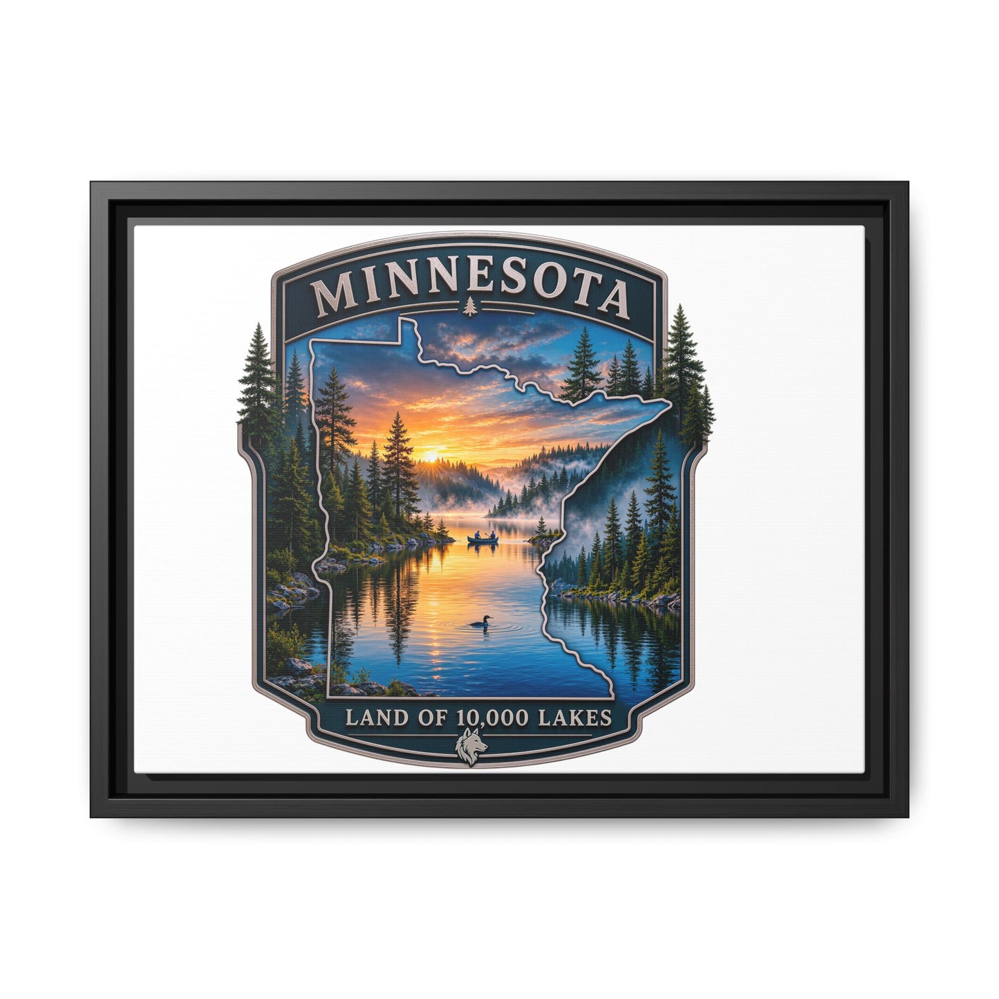 Minnesota Lakes Matte Canvas Print (Framed) — 'Land of 10,000 Lakes' Scenic Wall Art