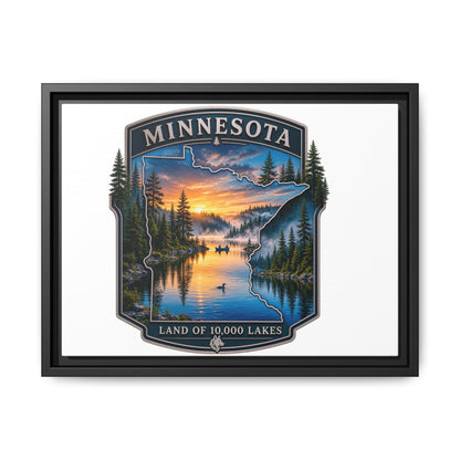 Minnesota Lakes Matte Canvas Print (Framed) — 'Land of 10,000 Lakes' Scenic Wall Art