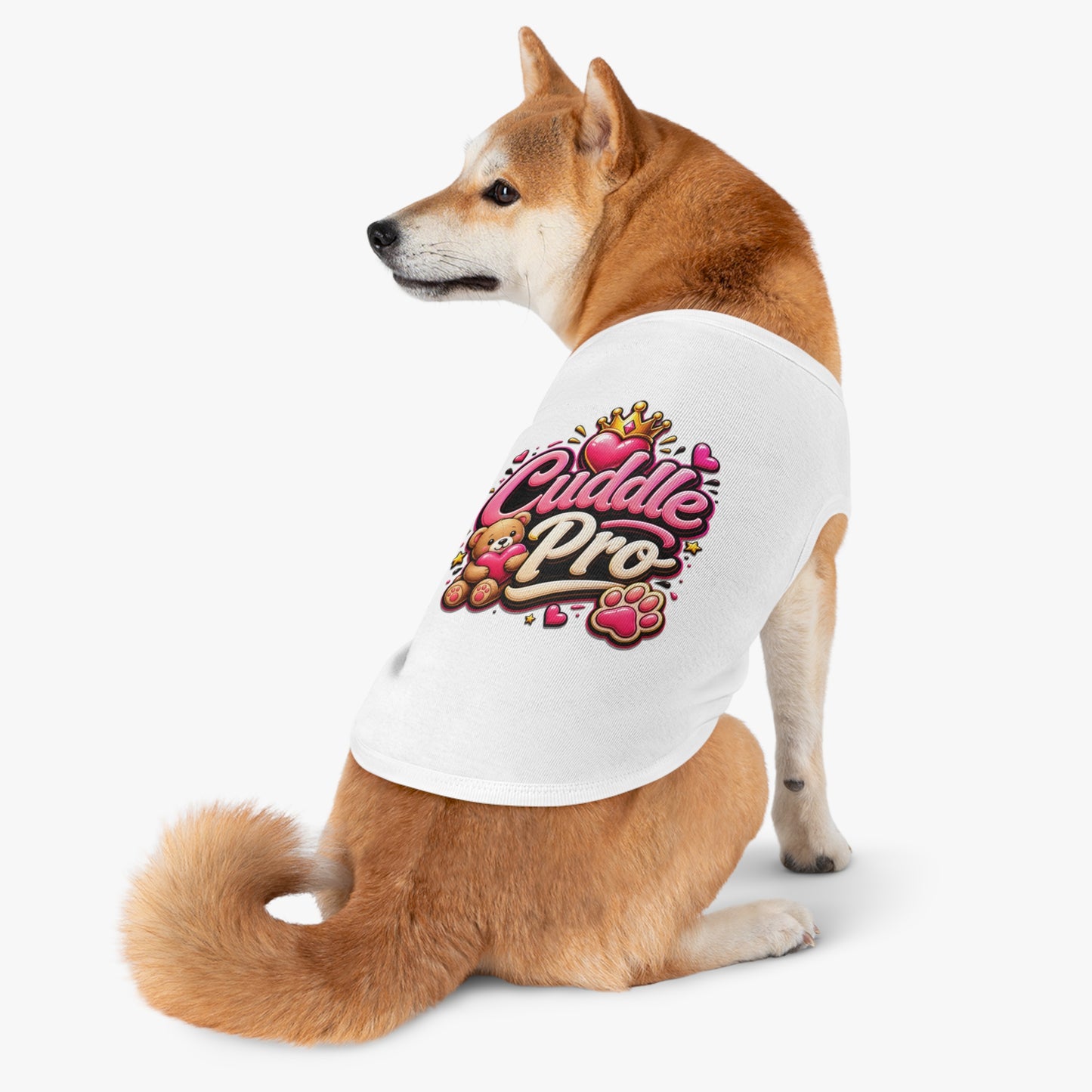 Cuddle Pro Pet Tank Top — Cute Teddy & Heart Dog/Cat Tee