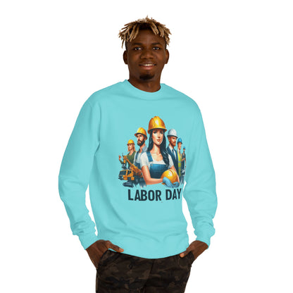 Labor Day Crewneck Sweatshirt — Construction Workers Graphic