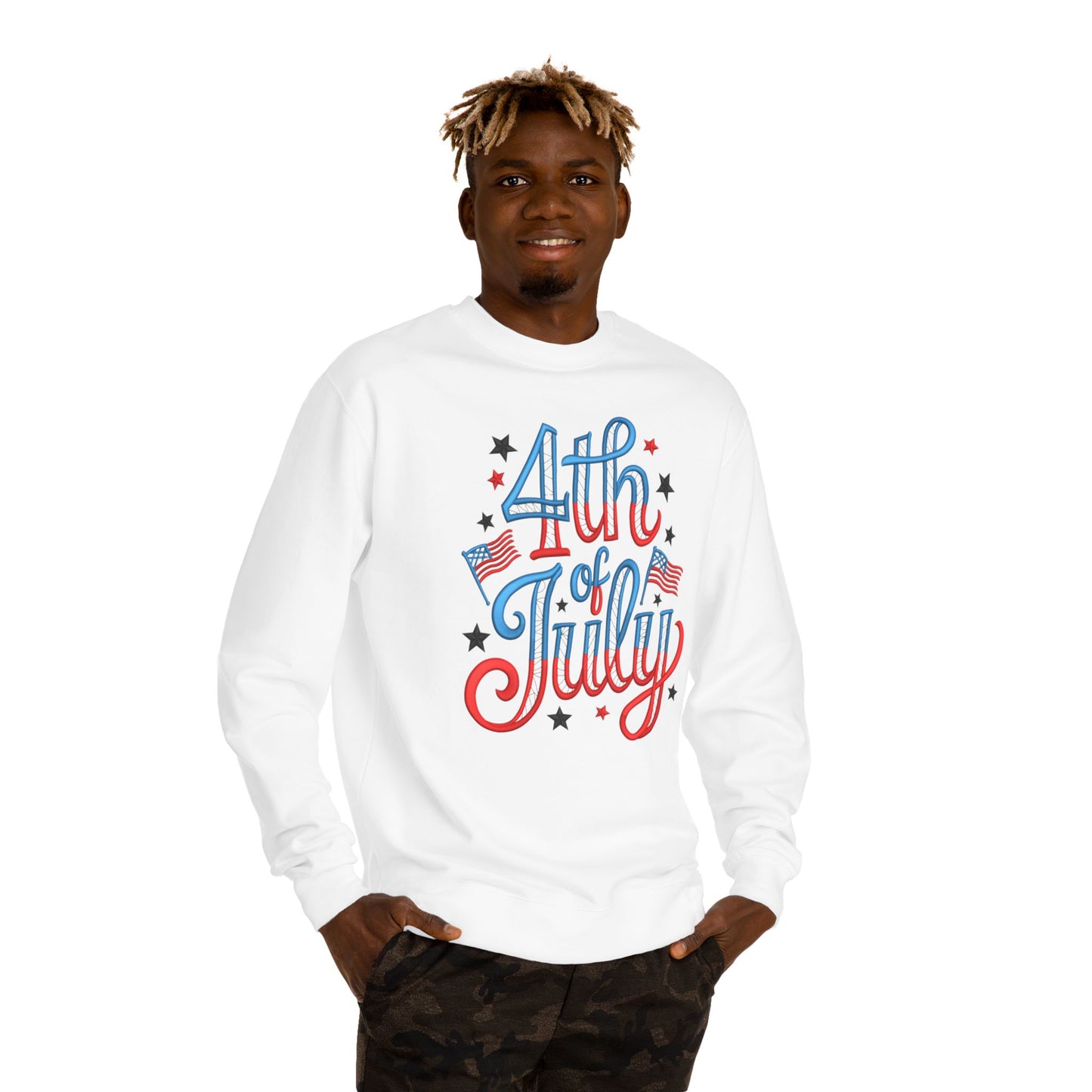 4th of July Crewneck Sweatshirt - Patriotic American Flag Graphic