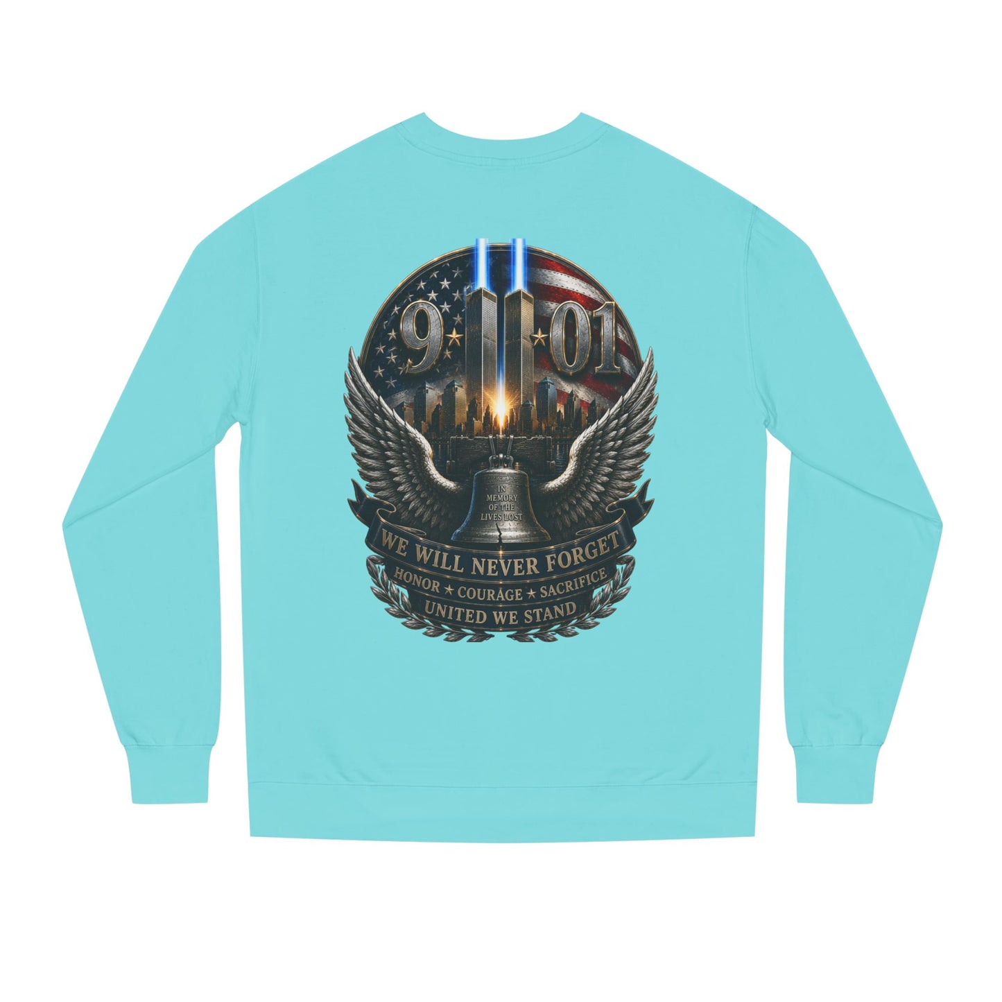 9/11 Memorial Sweatshirt — We Will Never Forget Tribute Crewneck