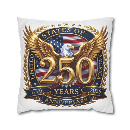 250th USA Anniversary Pillowcase – Patriotic Eagle 1776–2026 Decorative Throw Pillow Cover