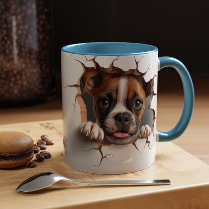 Boxer Puppy Peeking Coffee Mug — Cute Dog 11/15oz Accent Mug
