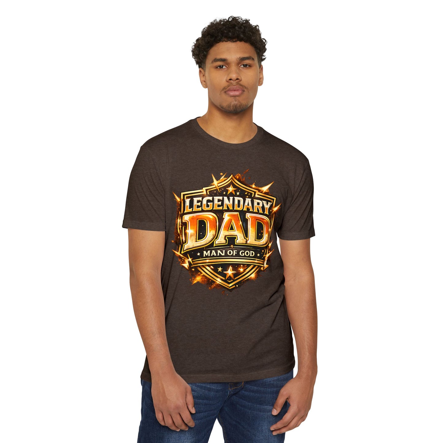 Legendary Dad T-Shirt – "Man of God" Shield Design