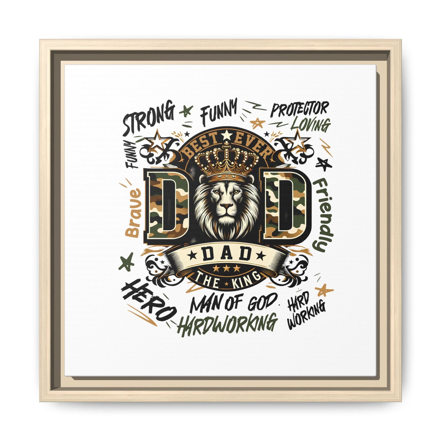 Framed Matte Canvas 'Best Ever DAD' Wall Art – Lion King Design, Father’s Day Gift