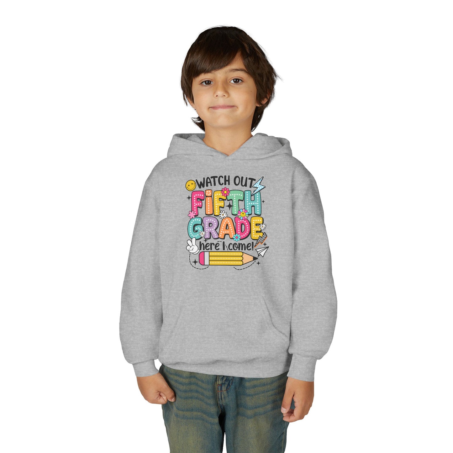 Fifth Grade Hoodie - "Watch Out Fifth Grade Here I Come" Kids Back to School Sweatshirt
