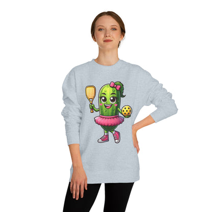Pickle Paddle T-Shirt — Cute Pickle Playing Pickleball Crewneck