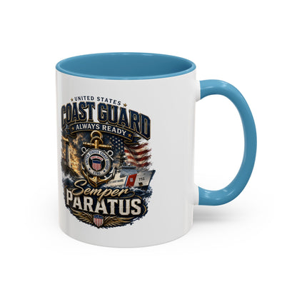 Coast Guard Semper Paratus Accent Coffee Mug – Patriotic Military Gift (11/15oz)