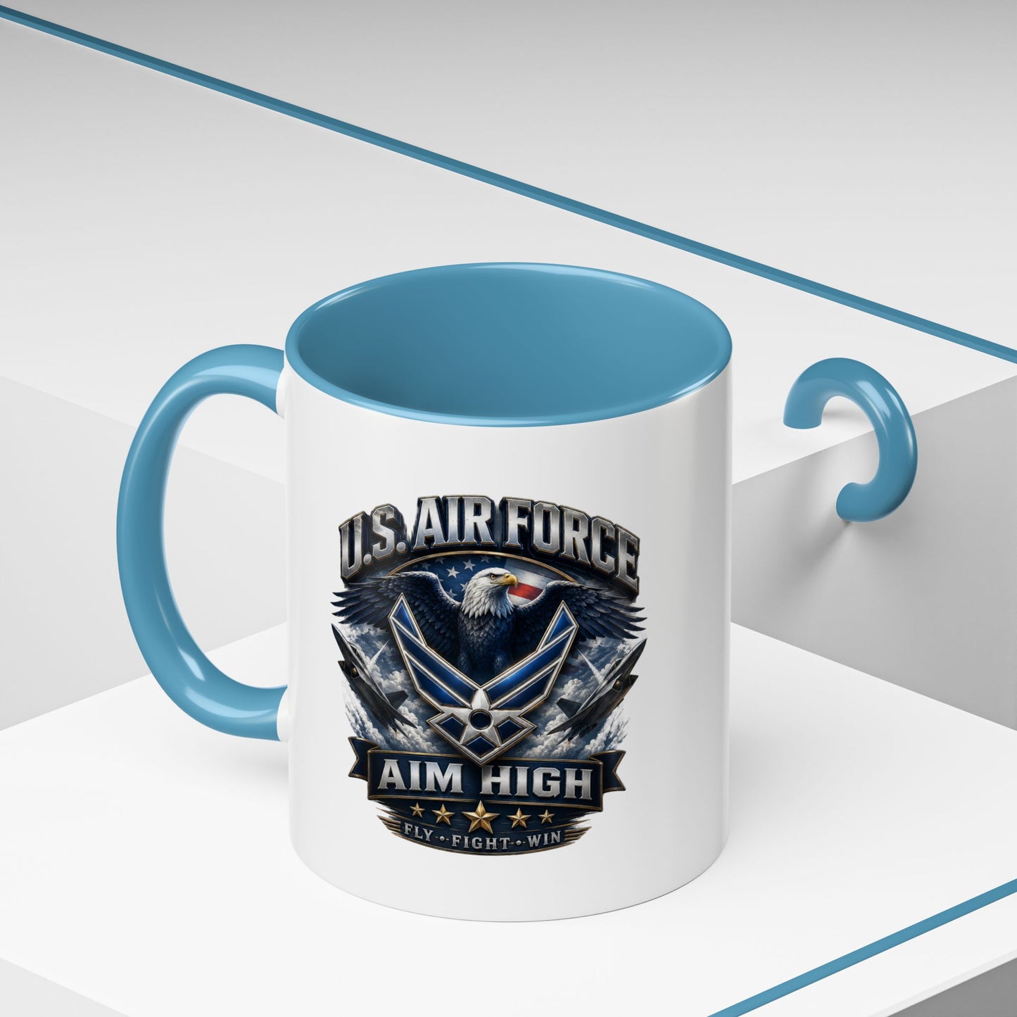 U.S. Air Force Accent Coffee Mug — Aim High Eagle Design (11/15 oz)