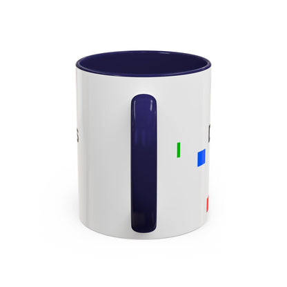 Accent Coffee Mug — 'Different Not Less' Pride-Inclusive Color Block Design (11/15oz)
