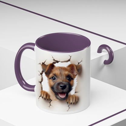 Puppy Peeking Accent Coffee Mug – Cute Dog Lover 11/15oz