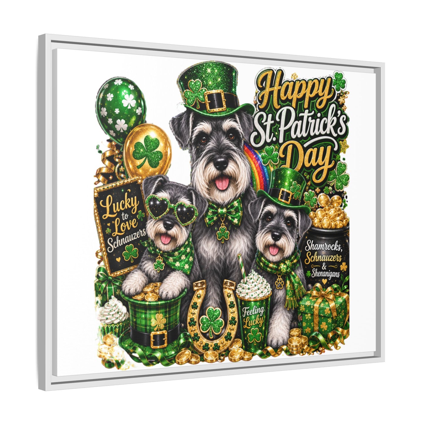 Happy St. Patrick's Day Schnauzer Canvas Print