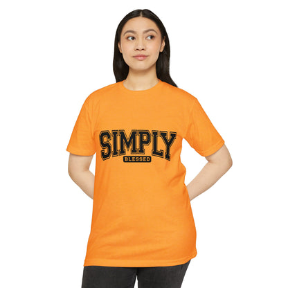 Simply Blessed T-Shirt — Vintage Collegiate Script Faith Tee