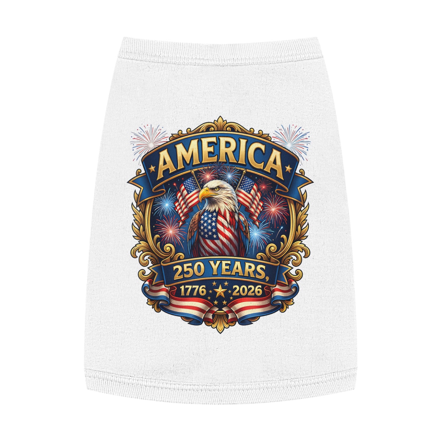 America 250 Pet Tank Top - 1776-2026 Patriotic Eagle & Fireworks