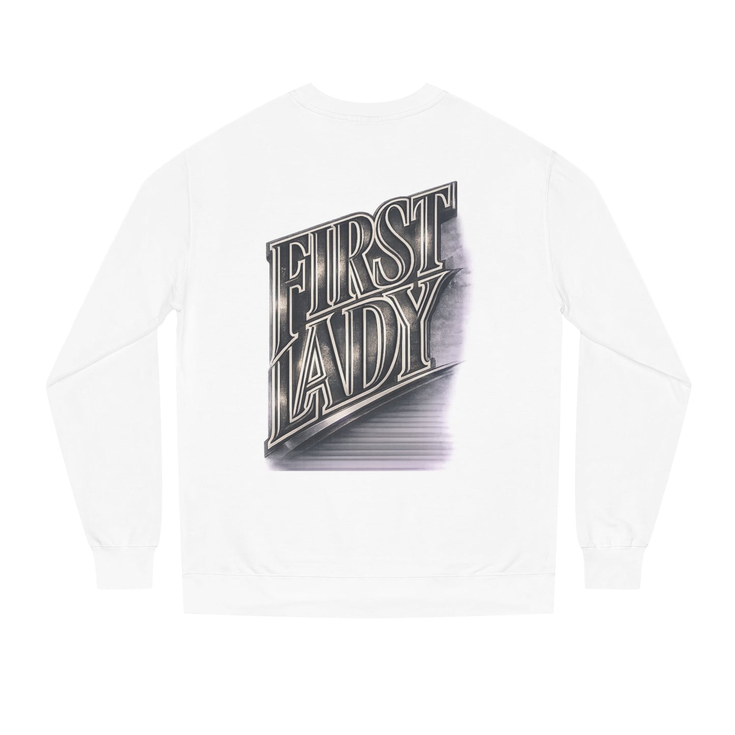 First Lady Graphic Sweatshirt — Retro Metallic Typography Crewneck