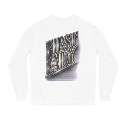 First Lady Graphic Sweatshirt — Retro Metallic Typography Crewneck